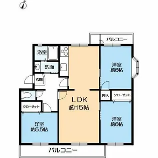 名谷17団地 73号棟【1階】の間取り