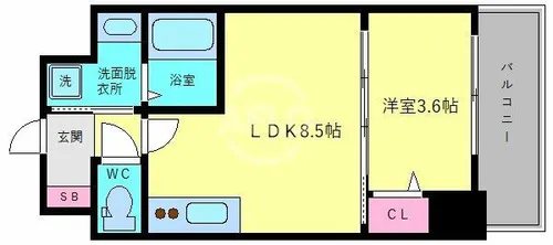 クローバー・グランデ玉造【9階】の間取り