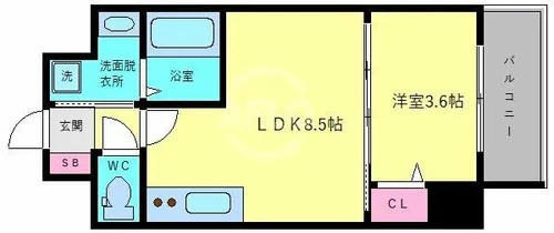 クローバー・グランデ玉造【6階】の間取り