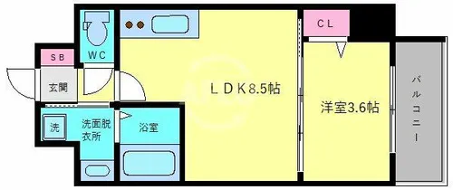 クローバー・グランデ玉造【1階】の間取り