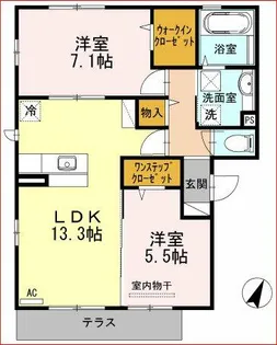 ファミールタカゼンE棟【1階】の間取り