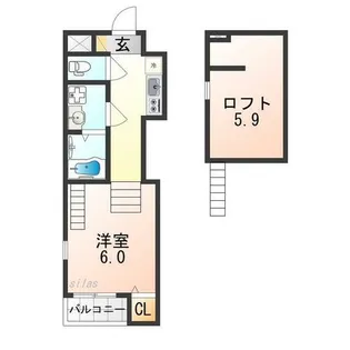 ハーモニーテラス墨江【1階】の間取り