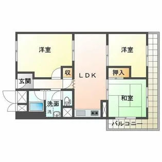 ユニハイツ朝霧【8階】の間取り