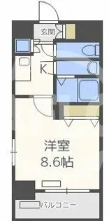 レジュールアッシュ天王寺【6階】の間取り