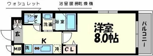 シャトー桜川【8階】の間取り