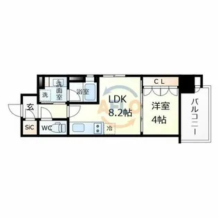 イニシアブランなんば【14階】の間取り