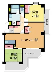メゾン夙川【2F号室】の間取り