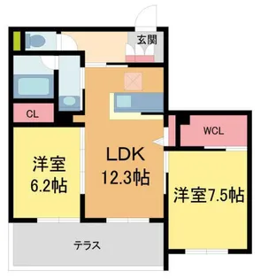 SEAVE夙川【106号室】の間取り