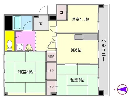 東大路高野第2住宅12棟【7階】の間取り