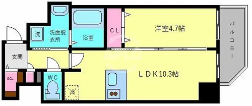 プレサンス堺筋本町駅前シェル【7階】の間取り