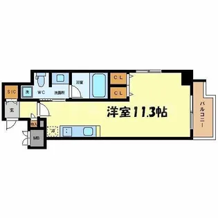 クオーレ靭公園【4階】の間取り