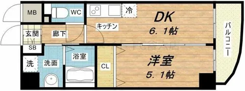 エスタブレ南森町【4階】の間取り