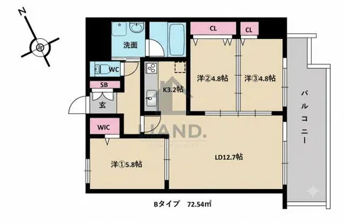フォンターナガーデン博多駅前【802号室】の間取り