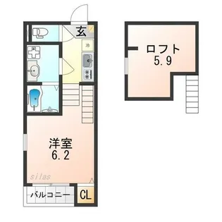 ハーモニーテラス墨江【2階】の間取り