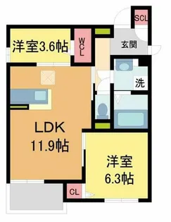 ドレII【102号室】の間取り