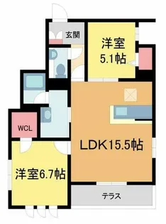 シャーメゾンプルミエ甲東園【101号室】の間取り