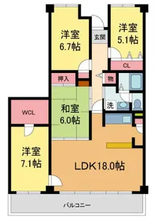 阪急逆瀬台アヴェルデ壱番館【3階】の間取り