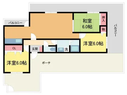 サンプリンス宝塚(分譲賃貸)【601号室】の間取り