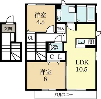アイリス城陽【2階】の間取り