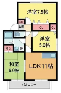 大関満池谷ハイツ【2階】の間取り