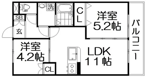 メゾンヴィオレ翔開【202号室】の間取り