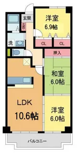 ビューメゾン津高【304号室】の間取り