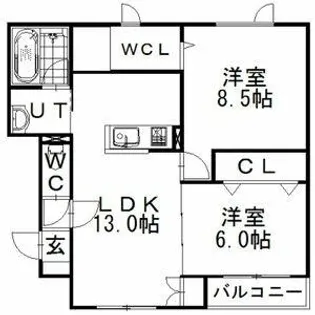 ディチャタウンA2【102号室】の間取り