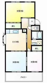 グランドハイツ中郷【301号室】の間取り