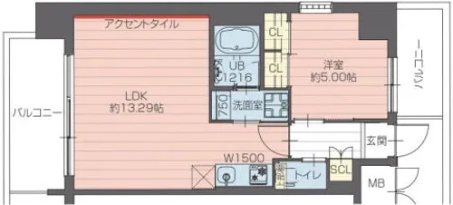 プレジオさくら夙川【5階】の間取り