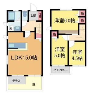 兵庫県宝塚市川面4丁目【テラスハウス】の間取り