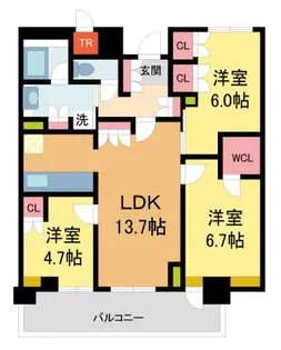 ジオタワー宝塚グランレジスThe North【N-2403号室】の間取り