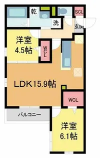 クラシスト甲子園一番町II【1階】の間取り