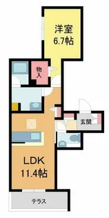 シャーメゾンプルミエ門戸厄神【102号室】の間取り