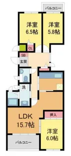 サーパス逆瀬川【2階】の間取り