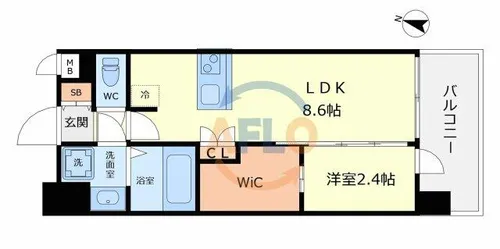 セレニテ阿波座ミラク【13階】の間取り