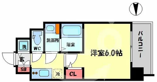 エスリード大阪梅田リュクス【6階】の間取り