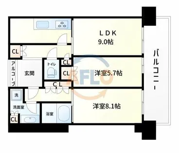 グラングリーン大阪THE NORTH RESIDENCE【20階】の間取り