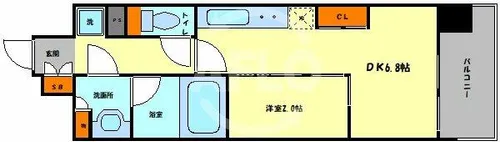 コンフォリア・リヴ南森町Q【14階】の間取り