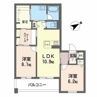 シャーメゾンリジエールサウス【2階】の間取り