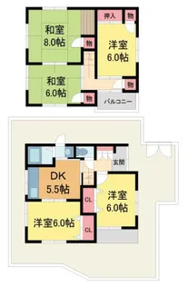 兵庫県宝塚市雲雀丘山手1丁目【一戸建】の間取り