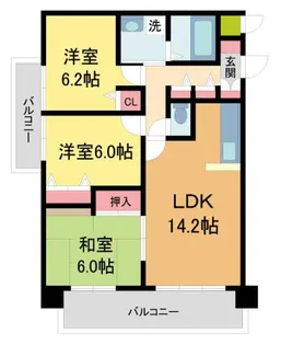 オーガスタコート宝塚【5階】の間取り