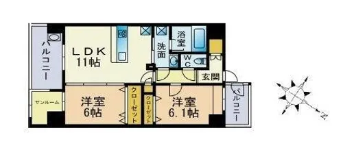 バルセロナ薬院【3階】の間取り