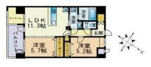 バルセロナ薬院【8階】の間取り