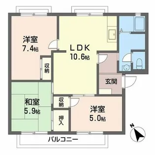 コーポファミール【202号室】の間取り