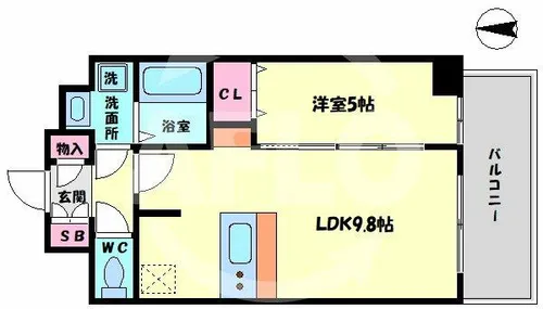 プレサンス扇町駅前【6階】の間取り