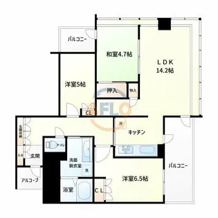 ローレルタワーサンクタス梅田【23階】の間取り