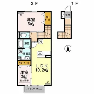 グランドソレーユRS【202号室】の間取り