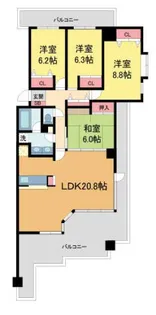ラ・ビスタ宝塚イーストヴィラ1番館【401号室】の間取り