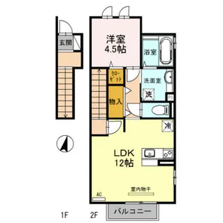 兵庫県宝塚市鹿塩1丁目【アパート】の間取り