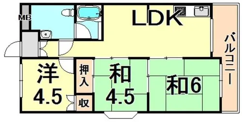 サンハイツホリウチ【4階】の間取り